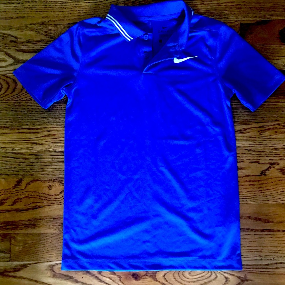 Nike youth Blue with White trim Golf polo